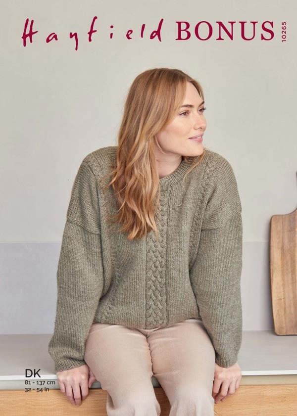 Hayfield Bonus DK Knitting Pattern 10265, Sweaters for Women, 32 - 54 Inches