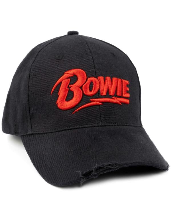 David Bowie Unisex Black Logo Adjustable Curved Peak Cap (One Size)
