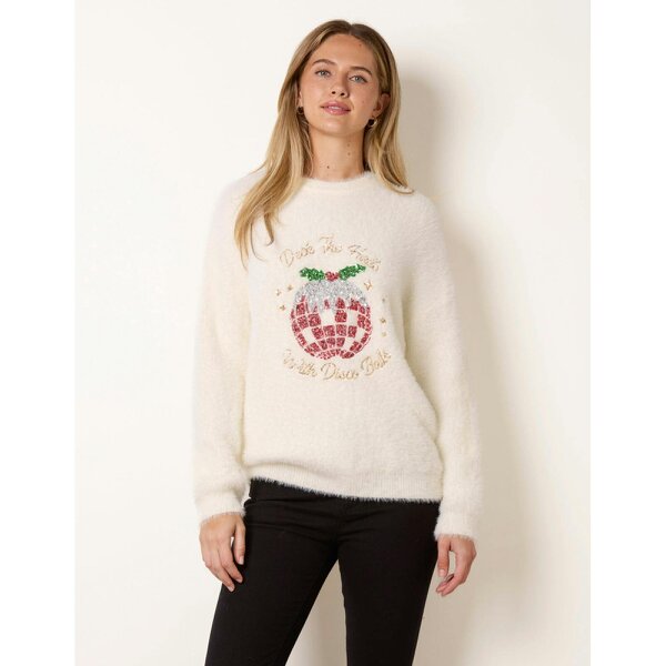 Blue Vanilla Festive Deck The Halls Sequin Jumper