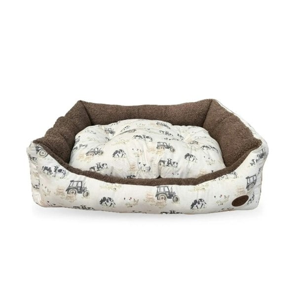 Snug and Cosy Pets Farmyard Cream Rectangle Bed