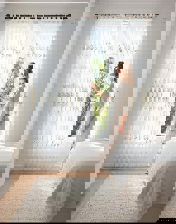 Anyhouz Anydrape 400cm Curtain White Style Flower Indoor Decorative Window Sheer Curtain For Living Room Bedroom Home Decor