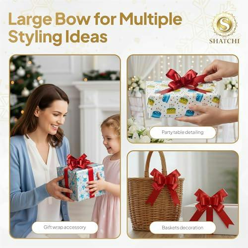 50mm Red Pull Bows, 10 Pack to 60 Pack Ribbon Gift Bows for Wrapping, Hampers and Party Décor image 7