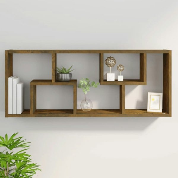 Berkfield Wall Shelf Smoked Oak 36x16x90 cm Engineered Wood