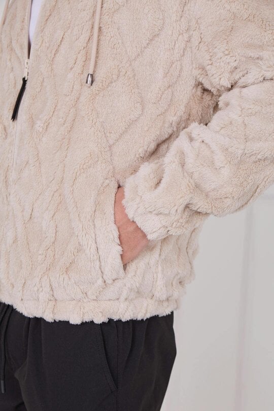 Luxe Textured Faux Fur Zip Jacket