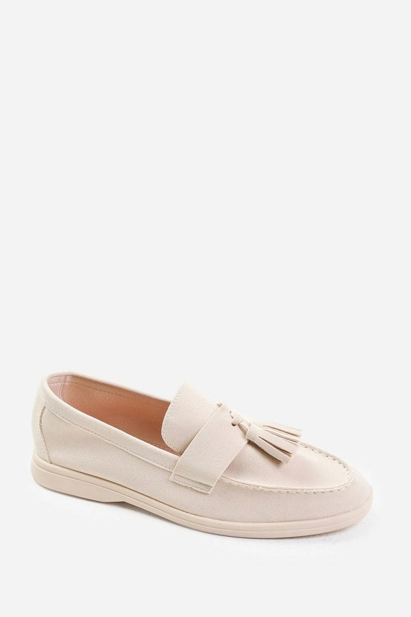 Where's That From Kenya Slip on Loafer With Tassel Detailing in Beige Suede