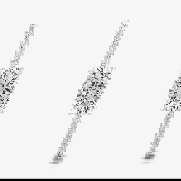 Starbright Silver Four Claw Round Cubic Zirconia Shouldered Ring R6168 3A