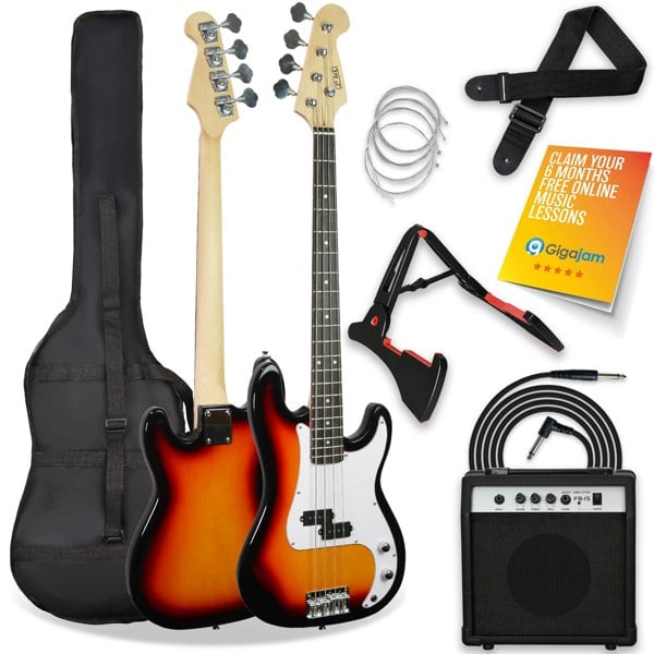 3rd Avenue Rocket Series Electric Bass Guitar Pack Bass Guitars#colour_Sunburst