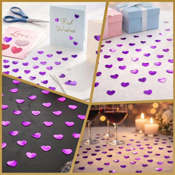 Purple Heart Confetti 14g Table Scatter for Birthday, Wedding and Celebration Decorations image 2