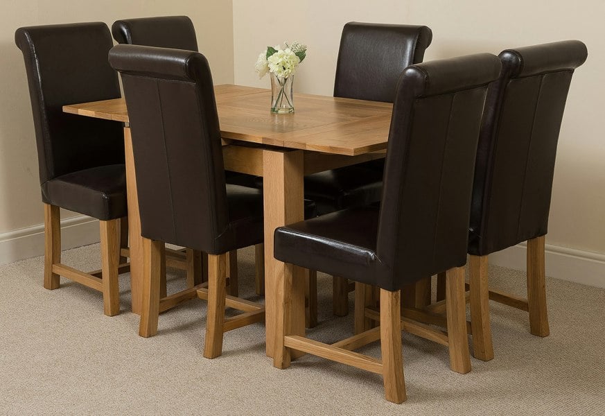 That's Furniture Richmond Small Extending Oak Dining Set with Washington Leather Chairs