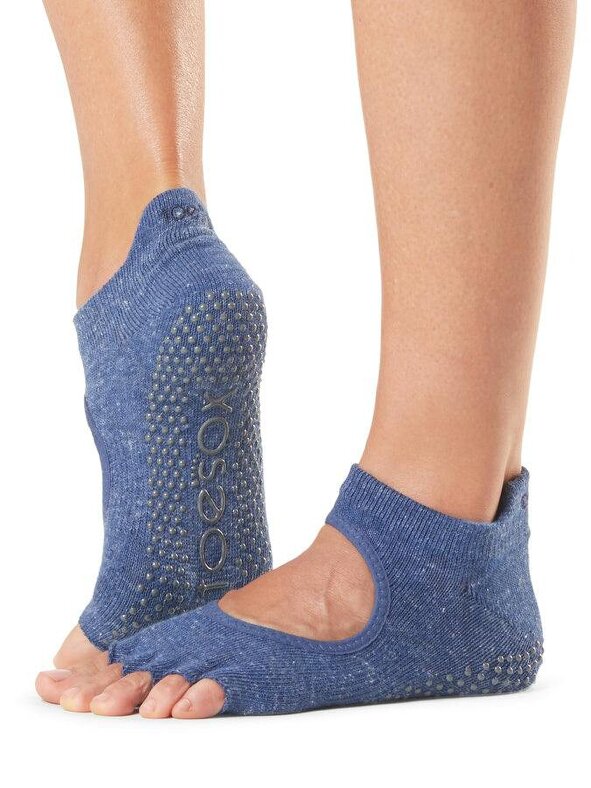 ToeSox Half Toe Bellarina Women's Yoga Grip Socks - Navy