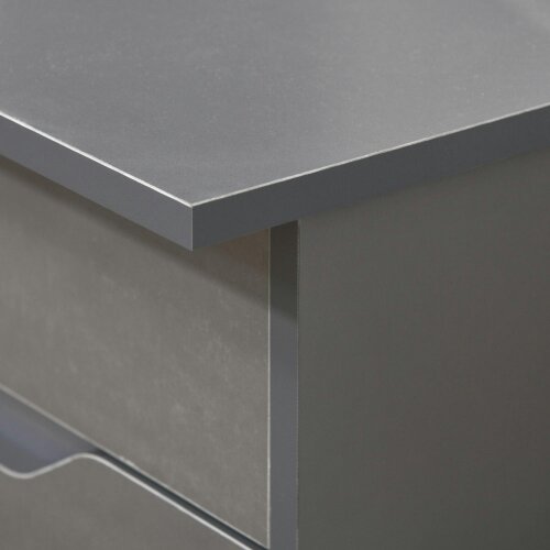 Wyld Haus Sareco 120cm High Gloss Grey Home Office Desk With Drawers And Storage Cabinet