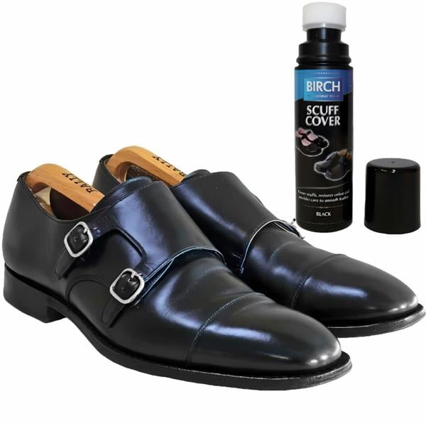 BIRCH Black Scuff Cover - Conceals Scratches & Scuffs on Leather Shoes 75ml