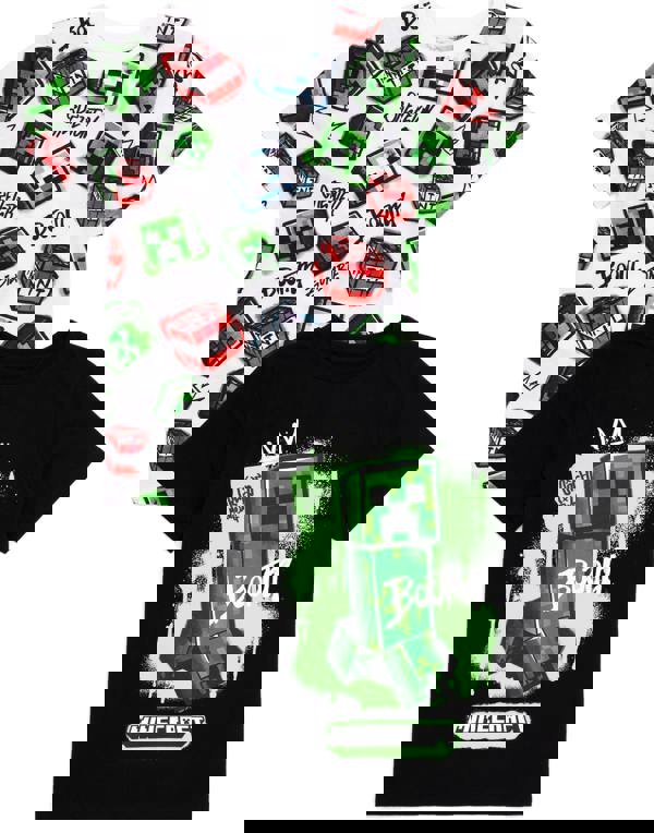 Minecraft Boys Multicoloured Character All-Over Print Multi-Pack of 2 Short-Sleeved T-Shirts