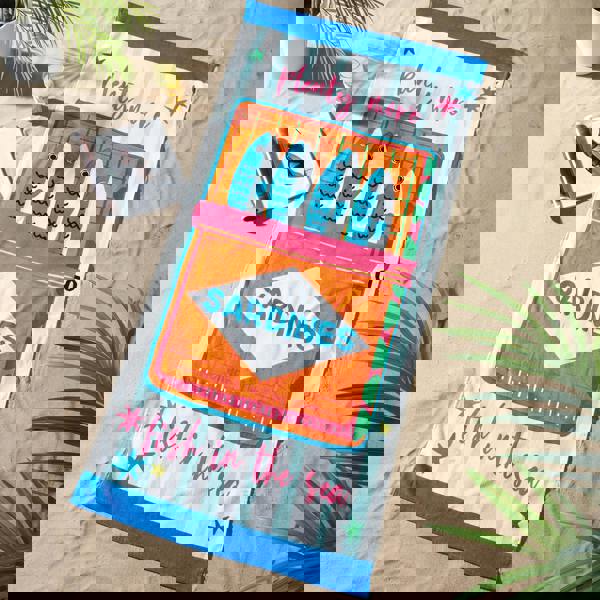 Catherine Lansfield Sardines Cotton Beach Towel Blue