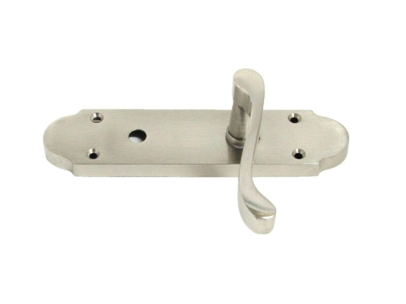 EDH Door Hardware Satin Nickel Bathroom Door Handle – Epsom Style Victorian Scroll Privacy Lever