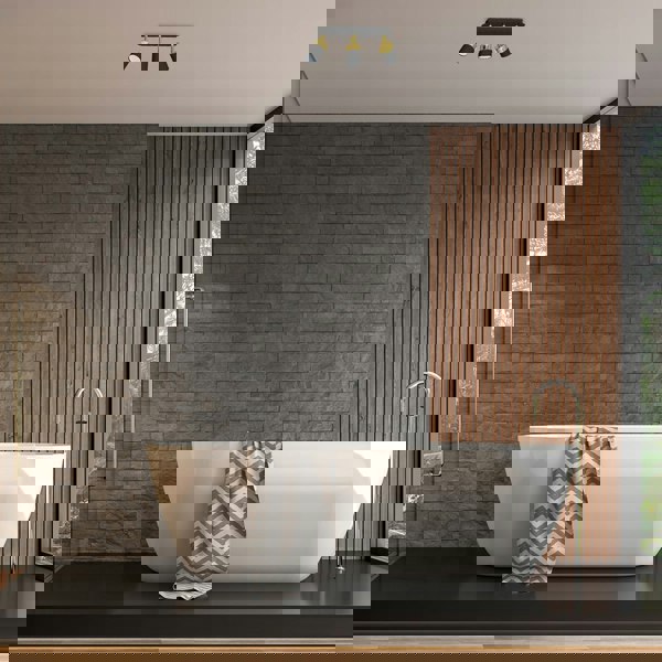 Milagro Joker Triple Spot Hand Made Ceiling Lamp In Matt Black With Luxurious Gold Detail With Slender Cylindrical Shades