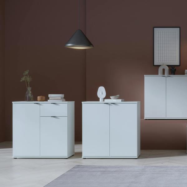 Furniture To Go Ganymede 2 Door Cupboard with Drawer and Top Lip Detail in Light Grey