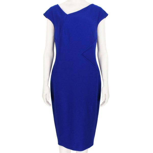 Roland Mouret asymmetric shift dress in a cobalt blue crepe fabric