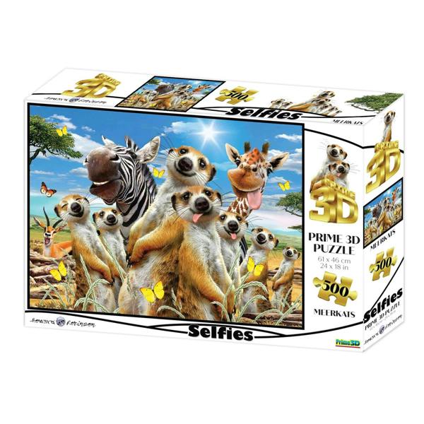 Prime 3D Puzzles Prime 3D Howard Robinson Meerkat Selfie 500 Piece Puzzle