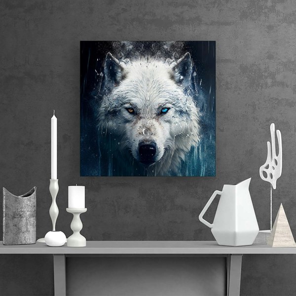 Warren Reed White Wolf Face Splash Art Canvas