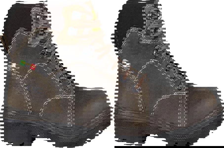 Cofra LAND Mens Composite Toe Midsole Safety Work Boots, rugged brown leather steel-toe work boots with reinforced stitching and durable outsole.