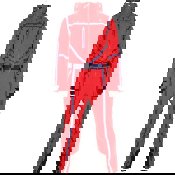  Perfect Moment ski suit in red with navy blue detailing