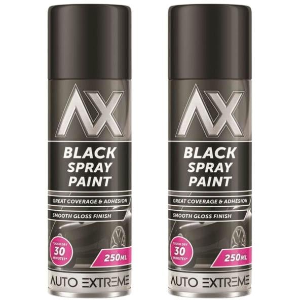 Auto Extreme 2X Auto Extreme Black Gloss Spray Paint 250ml
