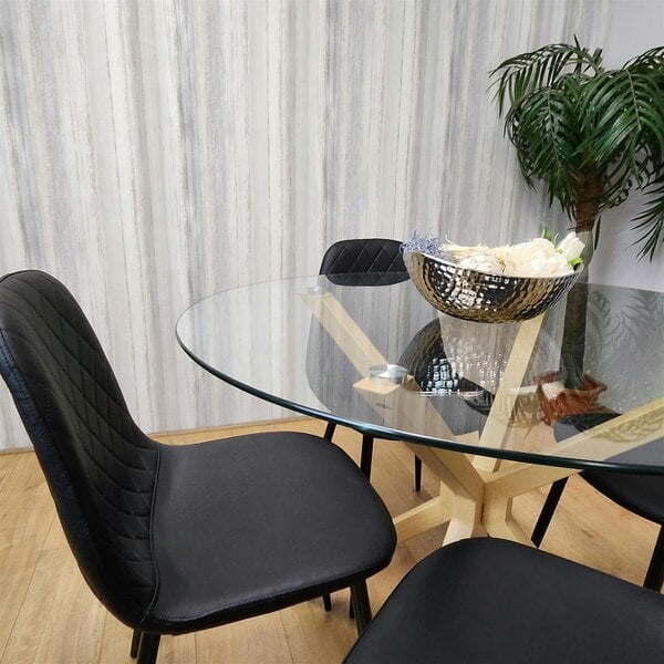 Kosy Koala Forest Round Glass Table + 4 Black gem