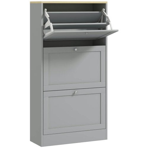 Wyld Haus Sari Wooden Grey Compact 3 Drawer Shoe Cabinet
