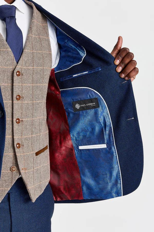 Paul Andrew Arthur Navy Suit with Harris Brown Tweed Waistcoat