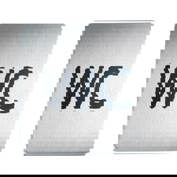 Durable Adhesive WC Symbol Square Bathroom Toilet Sign | Brushed Stainless Steel