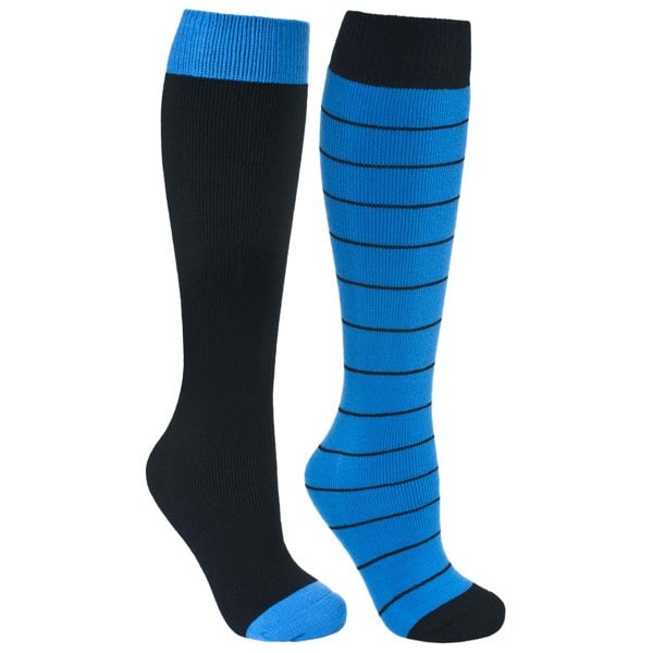 Trespass Mens Toppy Ski Tube Socks (2 Pairs) - Black/Ultramarine