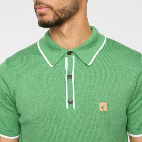 Gabicci V54GM09 Mens Lineker Short Sleeve Tipped Trim Knitted Polo Gabicci Vintage - VERDE