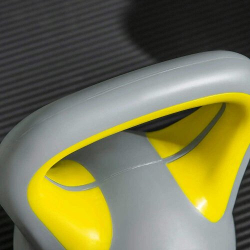 Bobobiy SPORTNOW Kettlebell, 4kg Kettle Bells with Handle for Home Gym Weight Lifting and Strength Training, Yellow and Grey