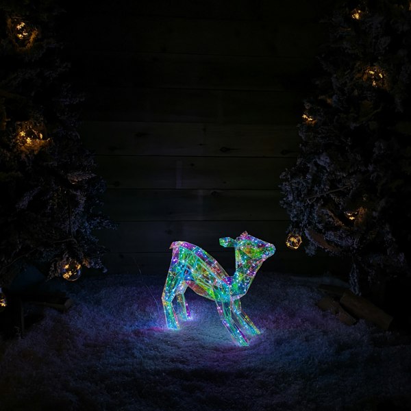 Samuel Alexander 40cm Light up Standing Iridescent DreamLights Christmas Fawn with 100 White LEDs