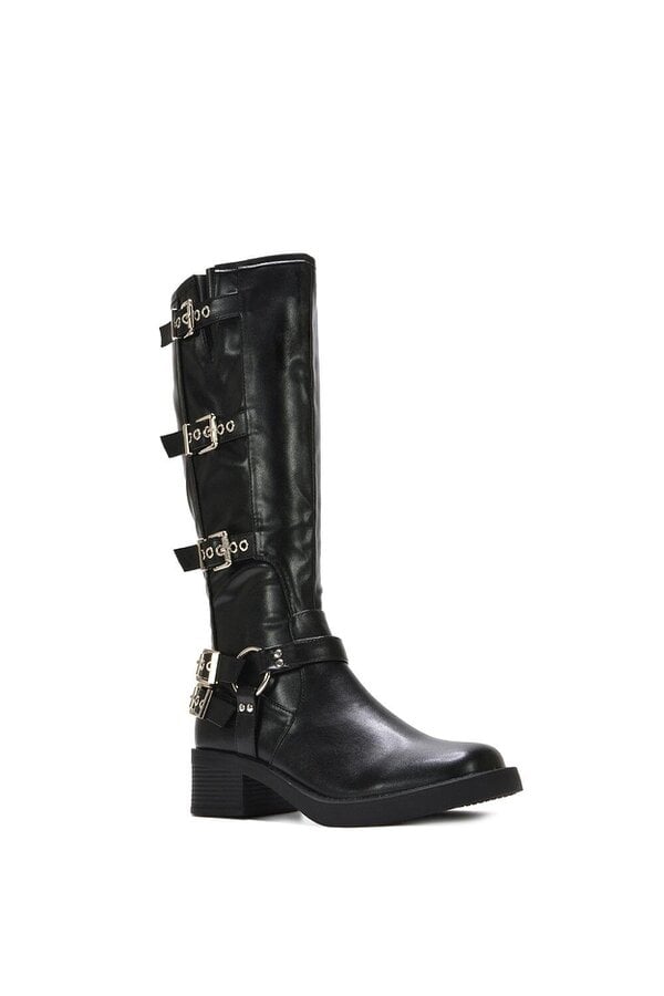 XY LONDON Harness square toe Knee High Biker Boots