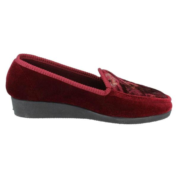 Spot On Ladies Spot On Slip On Floral Design Slipper Shoes