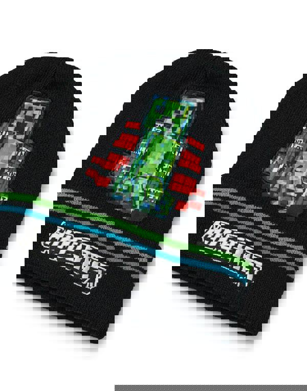 Minecraft Boys Black Creeper & TNT Beanie and Gloves Set (One Size)