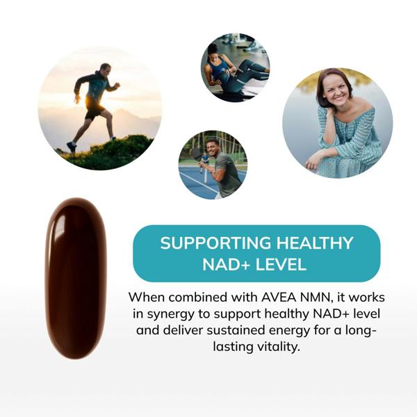 AVEA NAD+ Booster (30 capsules) | Antioxidants Supplement | Swiss Quality | Works with NAD+ Vitaliser to replenish NAD+ Level