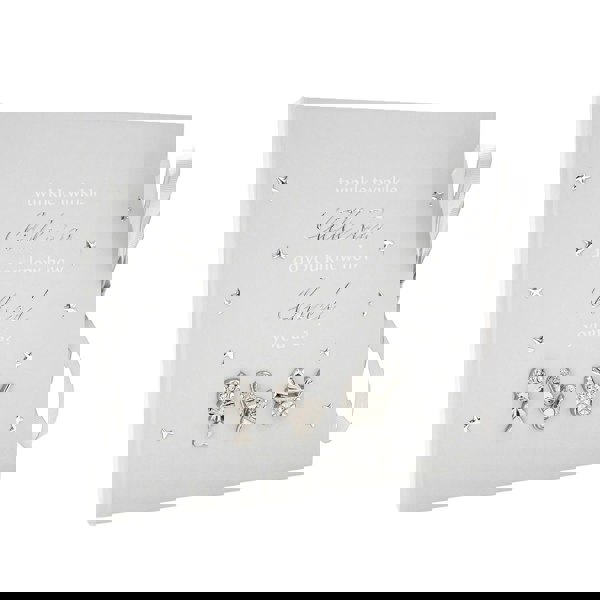 Baby Keepsake Photo Album with Silver Plated Rattle Pram and Booties Image 1