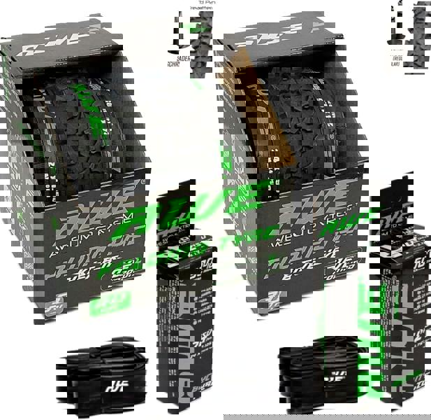 Awe 1 x AWERide Folding Tyre 24 x 1.95 cm MTB and 1 x AWE Inner Tube 24" x 1.75-2.125 Schrader Valve