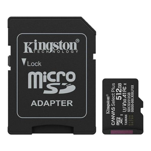 Kingston Canvas Select Plus MicroSD 150MBs Class 10 512GB with Adapter