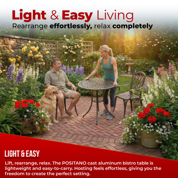 Centurion Supports POSITANO Garden and Patio Black Cast Aluminium Bistro Table
