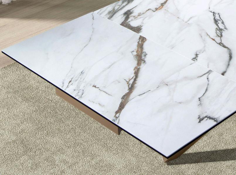 Angel Cerdá Rectangular extendable dining table in porcelain marble and walnut 1157
