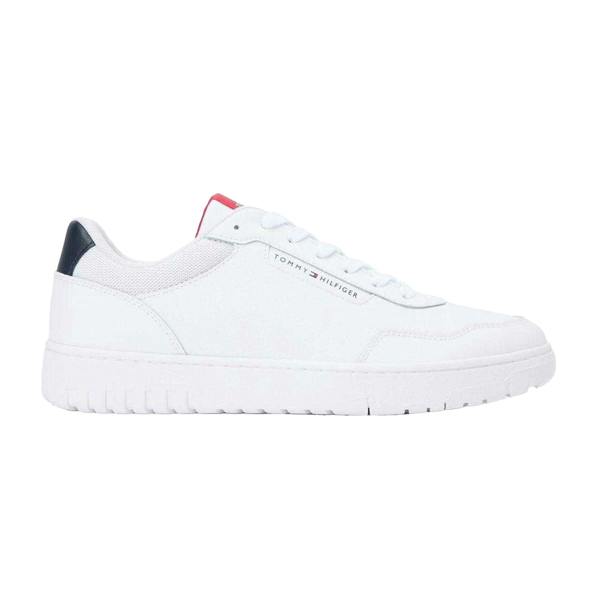 Tommy Hilfiger Mens Basket Core Lt Leather Trainers - White - 