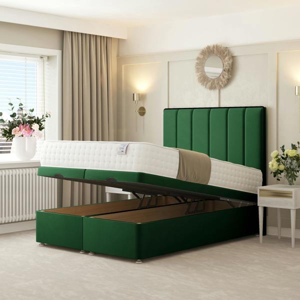 Bed Choices Herringbone Ottoman Divan Bed - Green