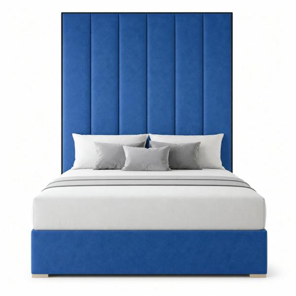 Great British Beds Serena Contrast piping Divan Bed - Blue Plush