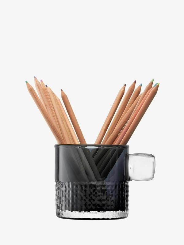 LSA Glass Tealight Holder with Handle 9cm Slate