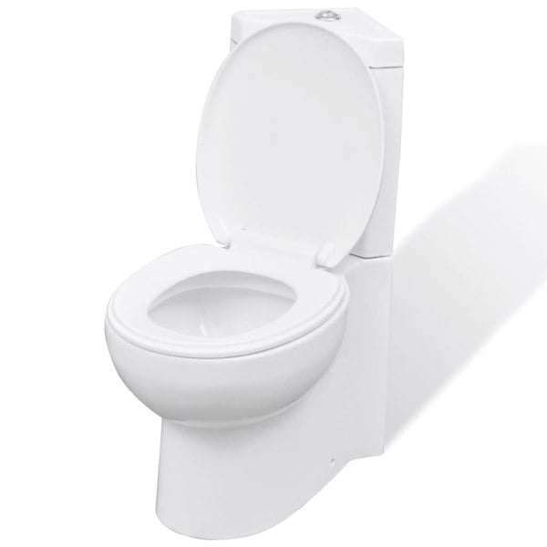 Berkfield WC Ceramic Toilet Bathroom Corner Toilet White