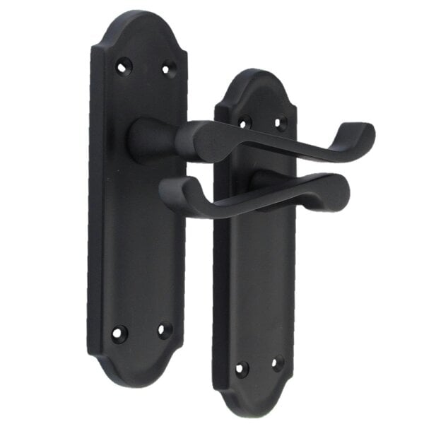 EDH Door Hardware Matt Black Internal Door Handles Ashford Style Lever Latch Handles and Latch